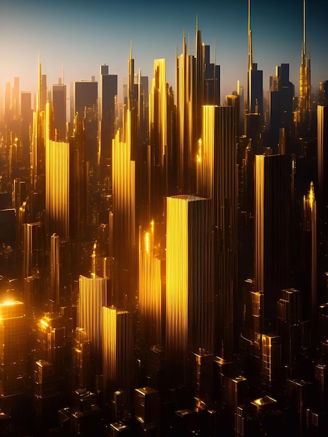 gold city gold building zukünftige stadt filmisches tageslicht generative ai illustration