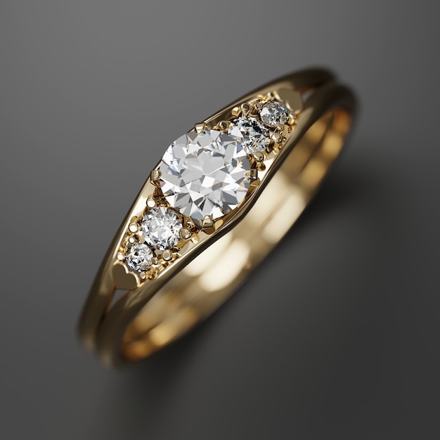 Gold-Diamant-Ring Makro Soft-Fokus 3D-Rendering