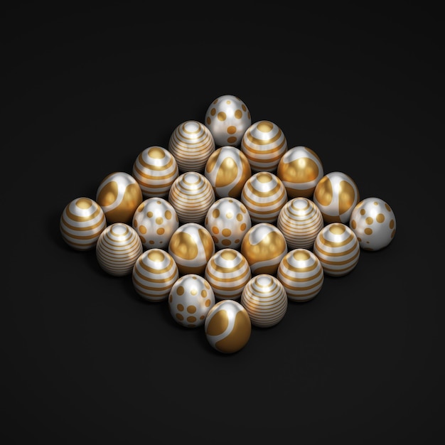 Gold-Ei isometrische 3D-Render-Oster-Illustration