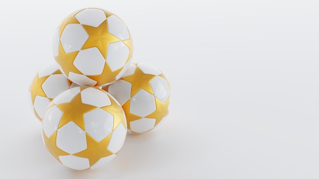 Gold-Fußball-Fußball auf weißem Hintergrund 3D-Render