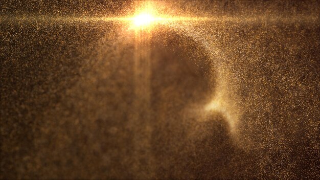 Foto gold glänzende beleuchtete schwebende partikel für feiern und festlichen abstrakten hintergrund