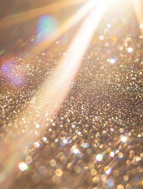 Gold Glitter Texture with Light Rays