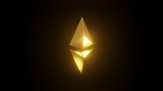 Gold-Logo-Kryptowährungsaustauschkonzept 3D-Rendering