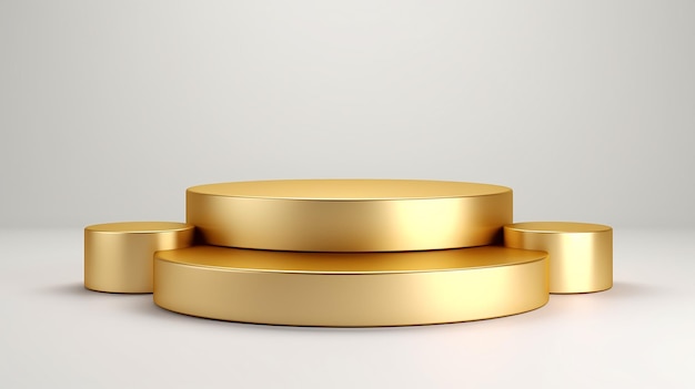 Gold-Luxus-Podium-Piedestal Produktausstellung auf weißem Hintergrund 3D-Mockup-Illustration