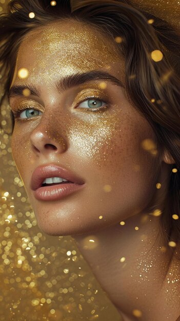 Gold-Make-up HD 8K-Hintergrundbild Stockfoto