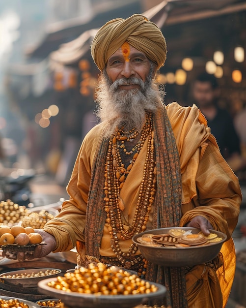 Gold Merchant Silk Robe Reicher Händler in der alten Zivilisation, der auf den Goldhandel angewiesen war, präsentierte seinen Reichtum und seinen Wohlstand.