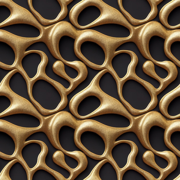 Gold metallic abstrakte dynamische nahtlose Muster Luxuriöse golden glänzende Hintergrund 3D-Darstellung