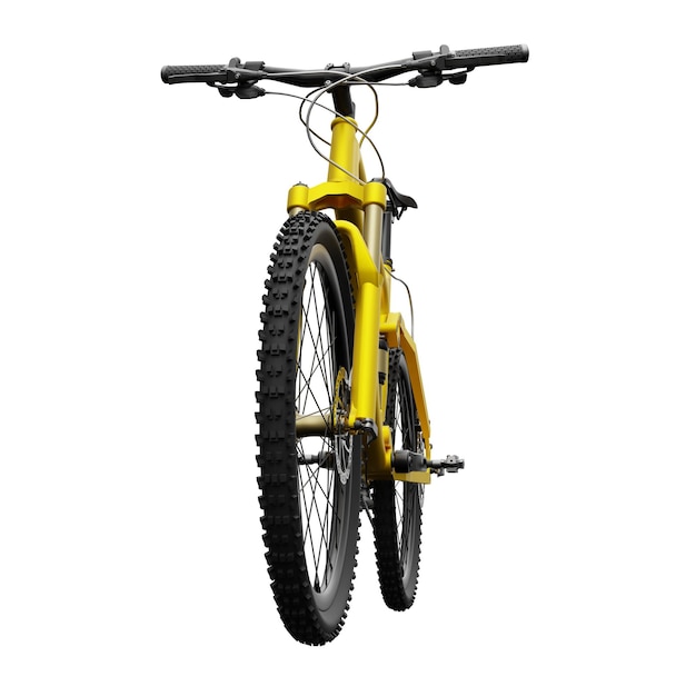 Gold-Mountainbike auf einem isolierten weißen Hintergrund 3D-Rendering