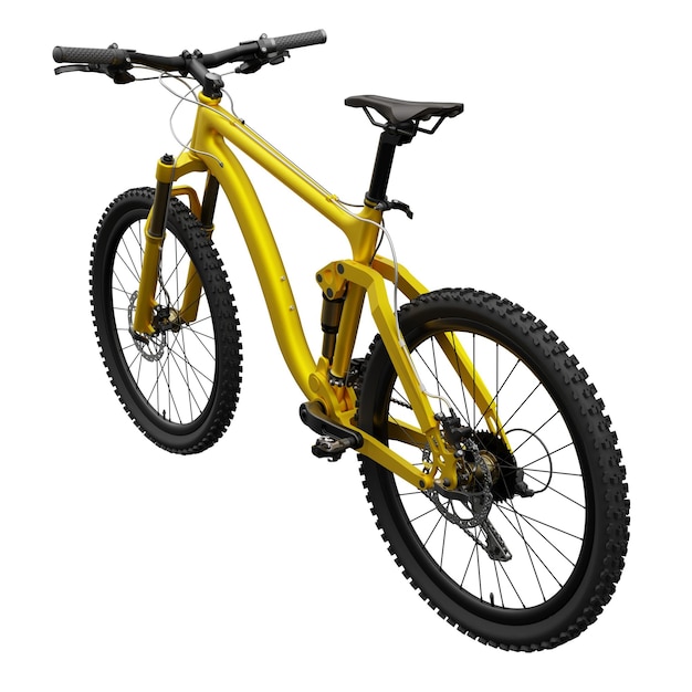 Gold-Mountainbike auf einem isolierten weißen Hintergrund 3D-Rendering