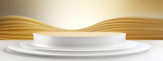 Gold-Podium-Hintergrund-Auszeichnung elegantes Licht Premium-Produkt kosmetisches braunes 3D-Verkauf Podium-Design Gold-Hintergrund-Schablone Vitrine-Linie Schönheit Gold abstrakte weiße Textur Mockup Banner Glitterwelle