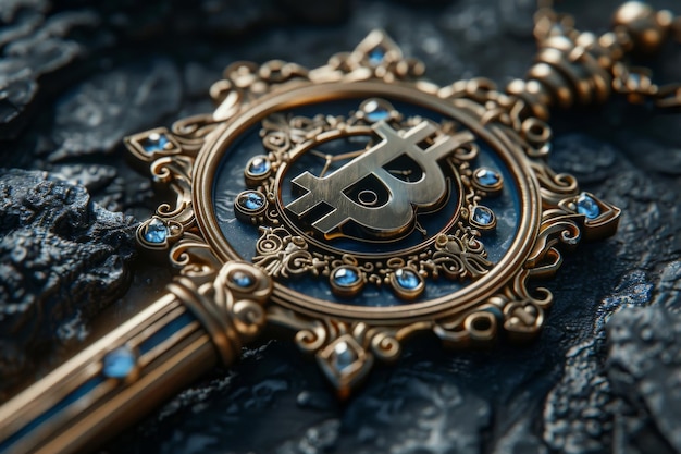 Gold-Schlüssel mit Bitcoin-Zentrum