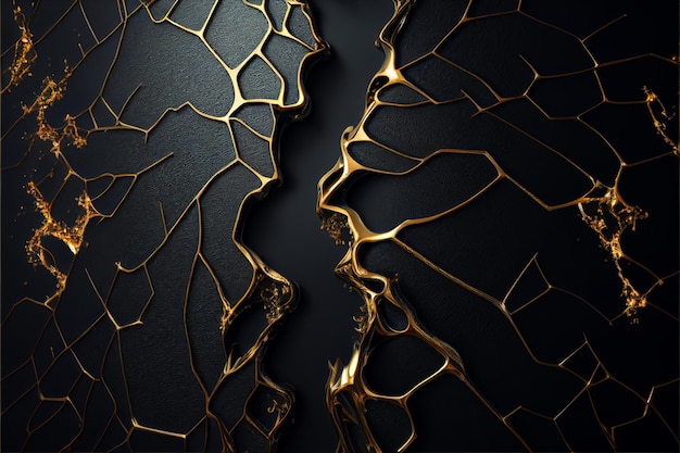 Gold Schwarzer Hintergrund Goldene Luxustextur Vantablack Mockup Generative AI Illustration