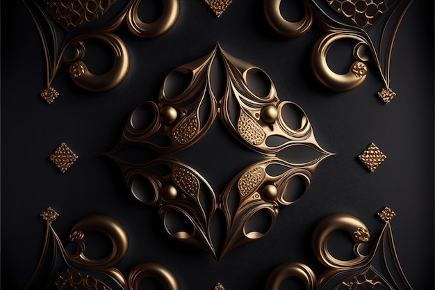 Gold Schwarzer Hintergrund Goldene Luxustextur Vantablack Mockup Generative AI Illustration