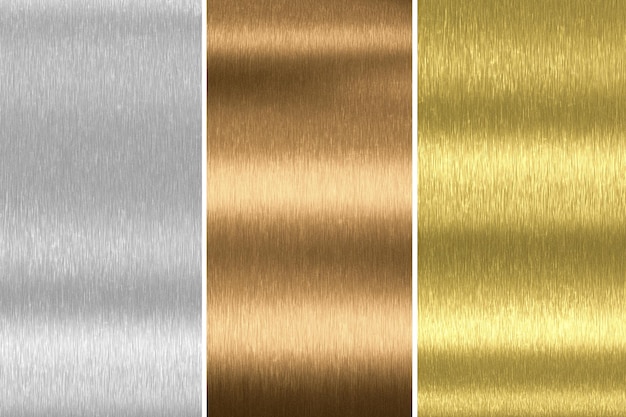 Gold-Silber- und Bronze-Sammlung Metallhintergrund 3D-Rendering