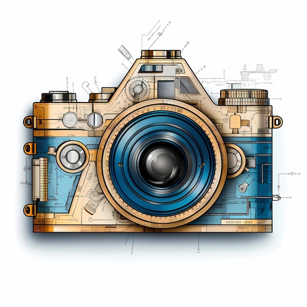 Gold- und blaue Kamera