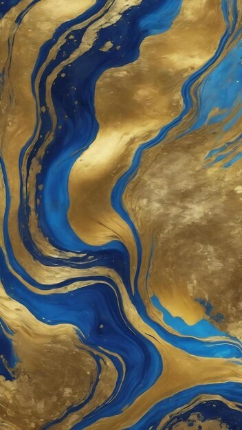 Gold- und blaue Marmorierung abstrakte Aquarellfarben Imitation der Textur