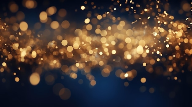 Gold- und blauer Bokeh-Licht-Glitterhintergrund