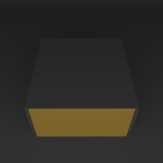 Gold und dunkle geschenkbox-rückseite im schwarzen hintergrund
