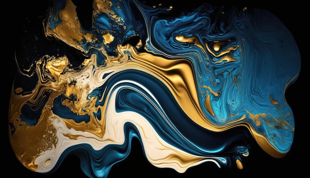 Gold und marineblauer Marmor abstrakter Hintergrund Aquarellfarbe Textur
