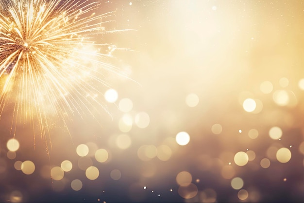 Foto gold vintage feuerwerk und bokeh am silvesterabend und kopierraum