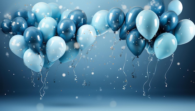 Goldballons-Hintergrund in Blau Eleganter Geburtstagsballons-Hintergrund