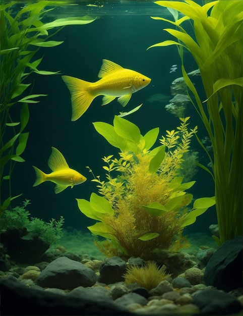 Goldbarbenfische in einem Aquarium