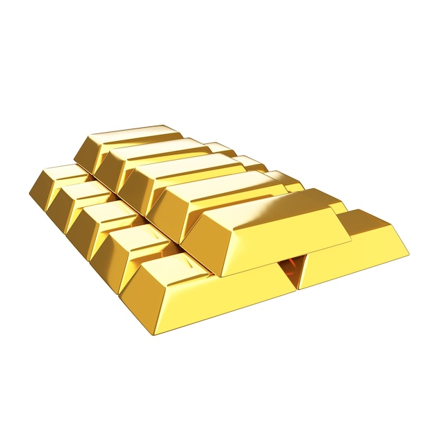 Goldbarren Sparkonzept Investieren in Gold 3D-Illustration