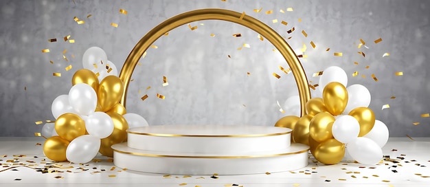 Golden Birthday Podium Balón festivo y exhibición de regalos para aniversarios y premios premium