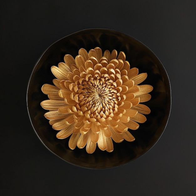 Golden Chrysanthemum Elegance Kithul Inspirado por la fotografía del Black Bowl