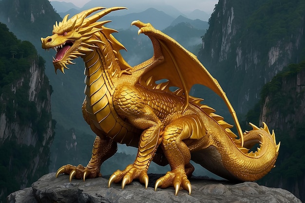 Golden Dragon líder de sorte vir a você com família e amigos