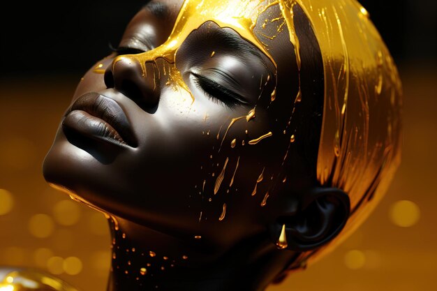 Golden Dripped AfroDescent Beauty