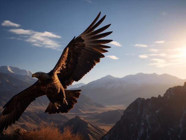 Golden Eagle39s Aufstieg Majestät im Berghimmel