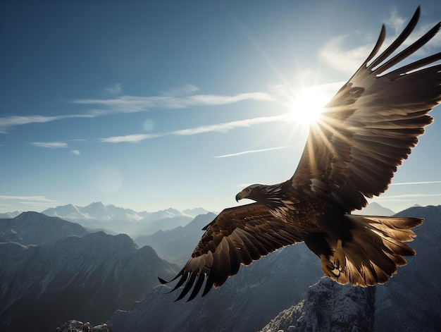 Golden Eagle39s Aufstieg Majestät im Berghimmel