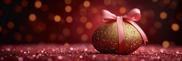 Golden Egg Gift Bow auf rotem Hintergrund HD-Illustrationen