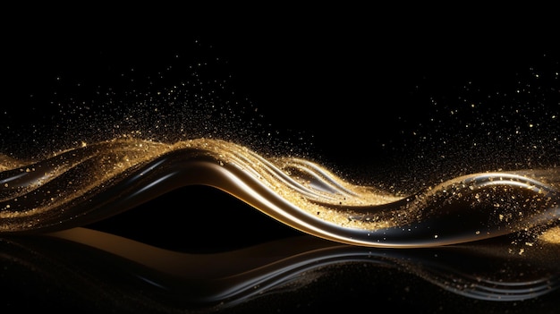 Golden Flowing Wave com Paquins Glitter Dust Isolado