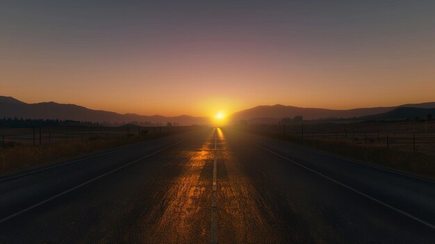 Golden Glow Horizon Drive Tranquil Sunset Roads (Caminho do Horizonte Dourado)