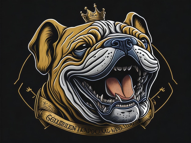 Foto golden happy king bulldog lächelndes logo