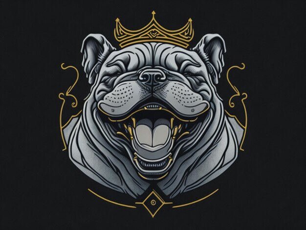Golden Happy rey bulldog logo sonriente