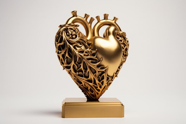 Golden Heart Award-Trophäe auf weißem Hintergrund