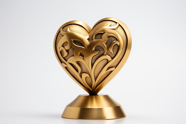 Golden Heart Award-Trophäe auf weißem Hintergrund