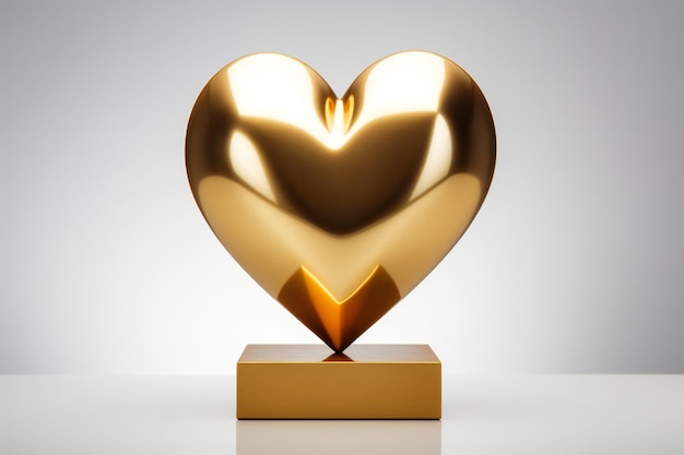 Golden Heart Award-Trophäe auf weißem Hintergrund