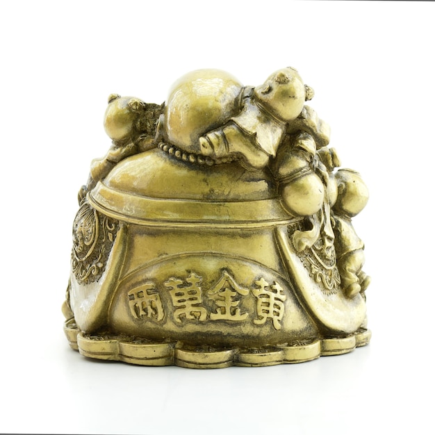 Golden Hotei der Gott des Reichtums auf weißem Hintergrund