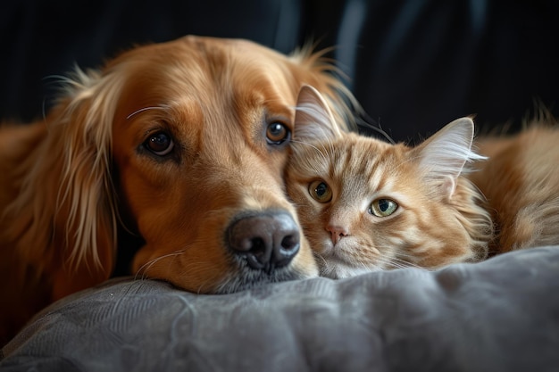 Golden Hound y el lindo gato