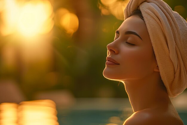 Foto golden hour glow spa serenity