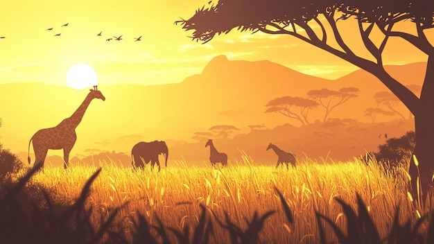 Golden Hour Safari mit Elefanten und Giraffen