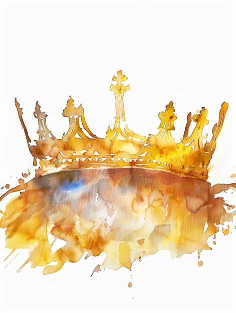 Golden Kings Crown Aquarell Illustration Generative KI