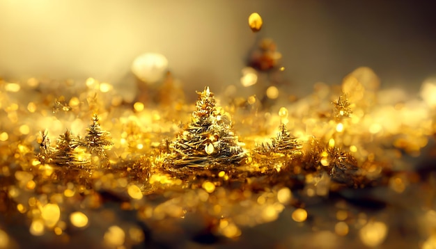 Golden merry christmas hd wallpaper com luzes desfocadas de bokeh sazonais e copie o fundo do espaço