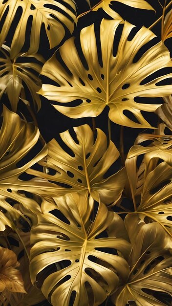 Golden monstera deixa recurso de design de fundo