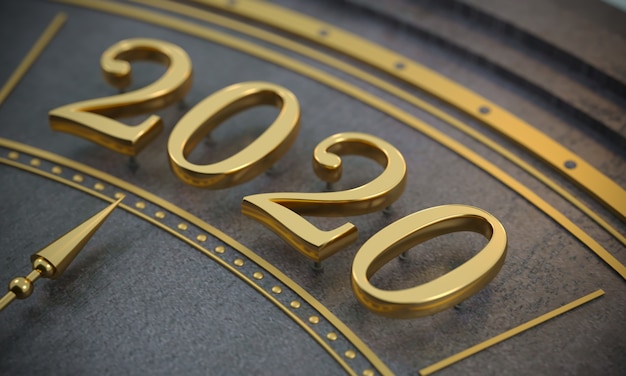 Golden new year number 2020 close up