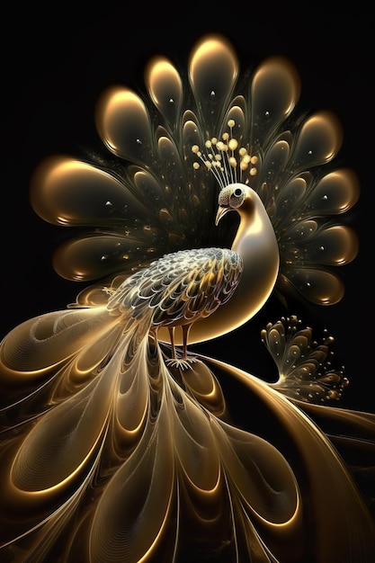 Golden Peacock estilo de lujo oriental IA generativa